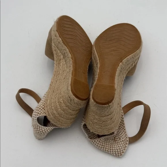 Paseart Tan Espadrille Wedge Sandals women 8M suede casual office beach retro - Picture 10 of 12